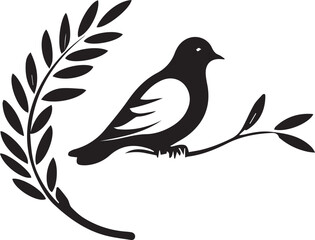 black and wight pigeon logo type silhouette design