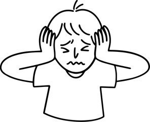 Man with Mental Issues Anxiety Disorder Line Art Illustration