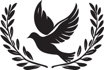 black and wight pigeon logo type silhouette design