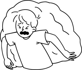 Man with Mental Issues Anxiety Disorder Line Art Illustration