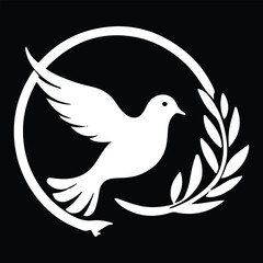 black and wight pigeon logo type silhouette design