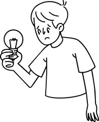 Man with Mental Issues Anxiety Disorder Line Art Illustration