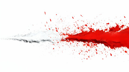 Red and gray powder explosion isolated on white background.