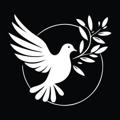 black and wight pigeon logo type silhouette design