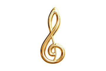 Fototapeta premium A golden treble clef symbol, elegantly designed with smooth curves, representing music and artistry.