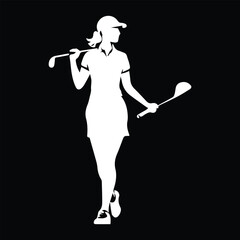 black and wight golf logo type silhouette design