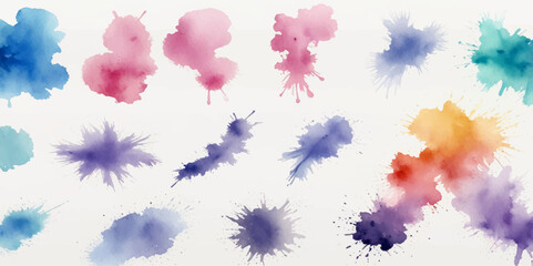 Set of colorful abstract watercolor splash brush strokes vector background. Colors watercolor paint stains vector texture background