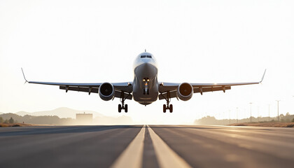 Obraz premium Majestic Airplane Taking Off at Sunrise