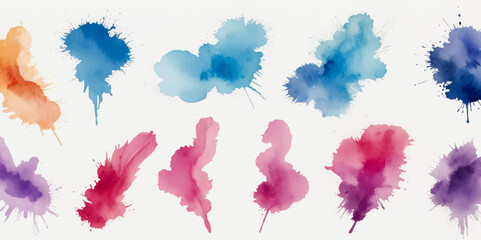 Set of colorful abstract watercolor splash brush strokes vector background. Colors watercolor paint stains vector texture background