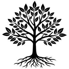 Obraz premium Minimalist Black Tree Sapling Vector