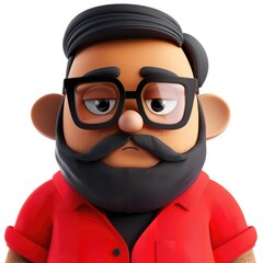 3D Cartoon Man with Glasses and Beard