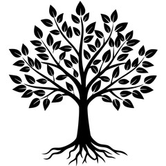 Obraz premium Minimalist Black Tree Sapling Vector