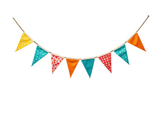 Colorful party bunting with polka dots and solid colors, perfect for celebrations and festive occasions. This vibrant decoration adds joy and excitement to any event