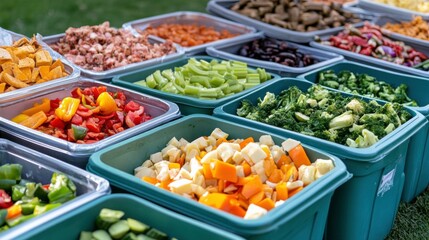 Fresh Produce Display at Farmers Market in Morning Light