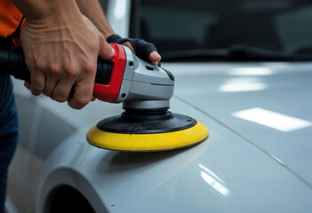 Car Polishing Closeup of a Professional Detailing Process