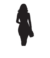 Fototapeta premium Modern Lady With Handbag Backside Pose Silhouette Vector illustration