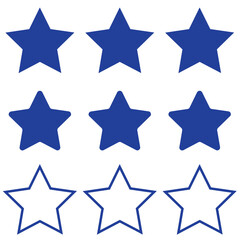 Gold star rating icon set from 0.1 to 5