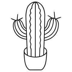 Minimalist Cactus Line Art Vector