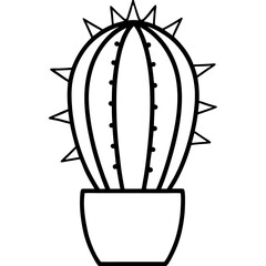 Minimalist Cactus Line Art Vector