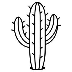 Minimalist Cactus Line Art Vector