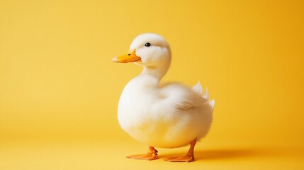 Fototapeta premium Aesthetic duck photo with yellow background