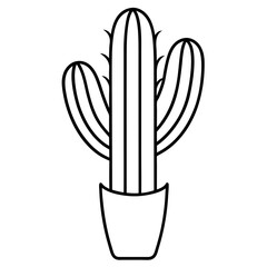 Minimalist Cactus Line Art Vector