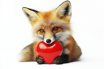 Obraz premium red fox with heart