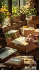 Cozy Workspace for Packaging and Shipping