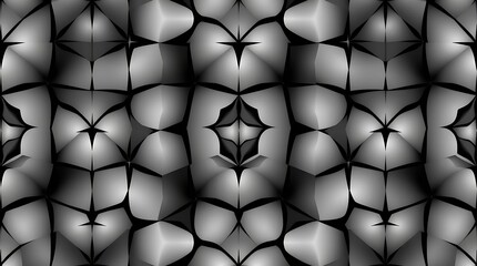 Abstract Geometric Pattern: A mesmerizing interplay of light and shadow creates a captivating abstract pattern.  Black and grey hues interlock to form intricate shapes.