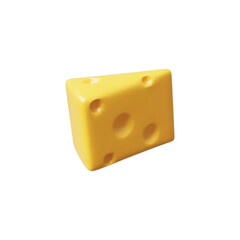 3d illustration of a triangle piece of cheese with holes on an isolated background.