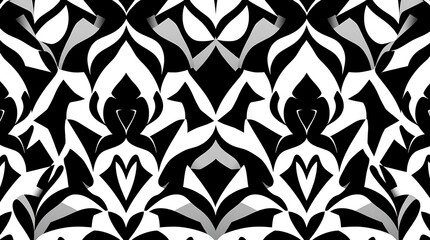 Monochromatic Damask: A mesmerizing black and white damask pattern, showcasing intricate details and elegant symmetry. Perfect for adding a touch of sophistication to any design project. 