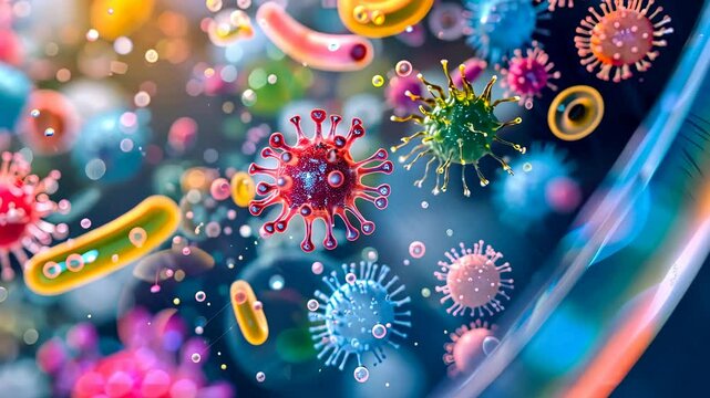 Bacteria in a petri dish close-up. Selective focus. colorful.