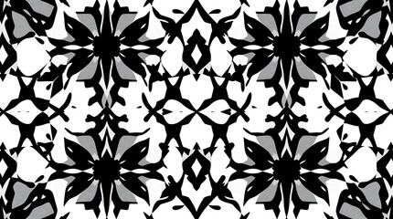 Monochromatic Mandala: Abstract grayscale pattern, seamless tile, geometric design, intricate details, black and white, elegant, modern, contemporary, artistic, decorative, background, texture.