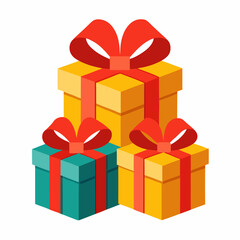 present gift box decorated with red and white ribbon premium stock clip art cartoon doodle freehand sketch drawing isolated vector element illustration on white background
