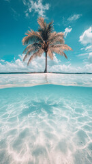 Tropical Paradise with Palm Tree and Turquoise Water