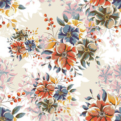 Fototapeta premium abstract an embossed blooming bright flower motif arrangement all - over textile design illustration digital image printing factory