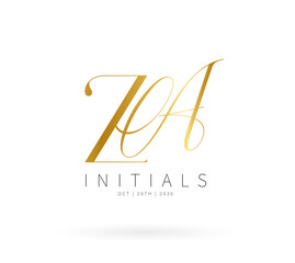 ZA Monogram logo, Minimalist Typographic Line Monogram Logo, ZA Wedding monogram logo