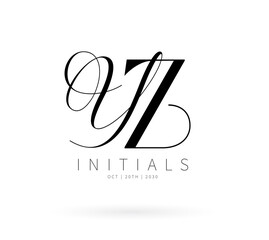YZ Monogram logo, Minimalist Typographic Line Monogram Logo, YZ Wedding monogram logo