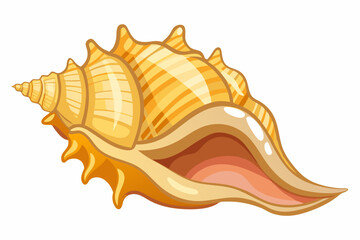 Illustration of Spider Conch Seashell: Vibrant Marine-Themed Design for Coastal Decor.