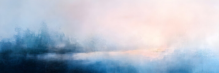 Obraz premium Dreamlike Landscape Shrouded in Soft Hues and Whispers of Nature in Fuzzy Morning Glow