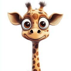 Adorable Cartoon Giraffe Head And Neck Portrait