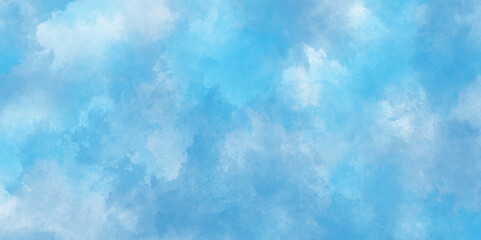 blue watercolor sky with clouds. brush strokes on white paper background. watercolor splash template. sky nature landscape background. blue watercolor splash stroke of cloudy sky.