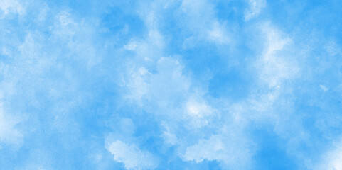 blue watercolor sky with clouds. brush strokes on white paper background. watercolor splash template. sky nature landscape background. blue watercolor splash stroke of cloudy sky.