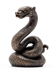 Fototapeta premium Bronze snake figurine China Statue Old Summer Palace Zodiac isolated on white background. good bless for Chinese New Year. 