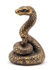Fototapeta premium Bronze snake figurine China Statue Old Summer Palace Zodiac isolated on white background. good bless for Chinese New Year. 