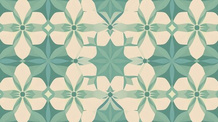 Serene Teal and Beige Kaleidoscope Pattern 