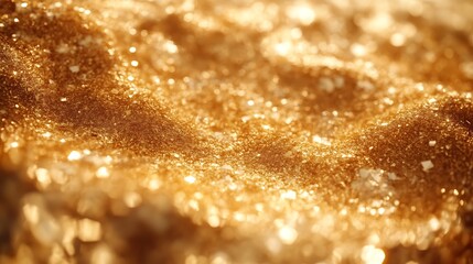 Golden Glitter Shimmers Beautifully in Light