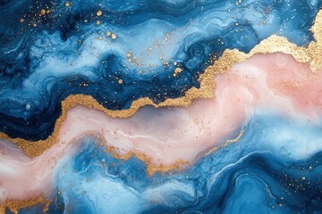 Obraz premium luxury abstract pink and blue marble liquid texture adorned with golden splashes, creating an opulent background that conveys elegance and sophistication, perfect for high-end designs