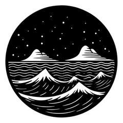 Minimalist Ocean in Black Vector Style