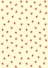 イエロー地にイチゴの模様のイラストレーション